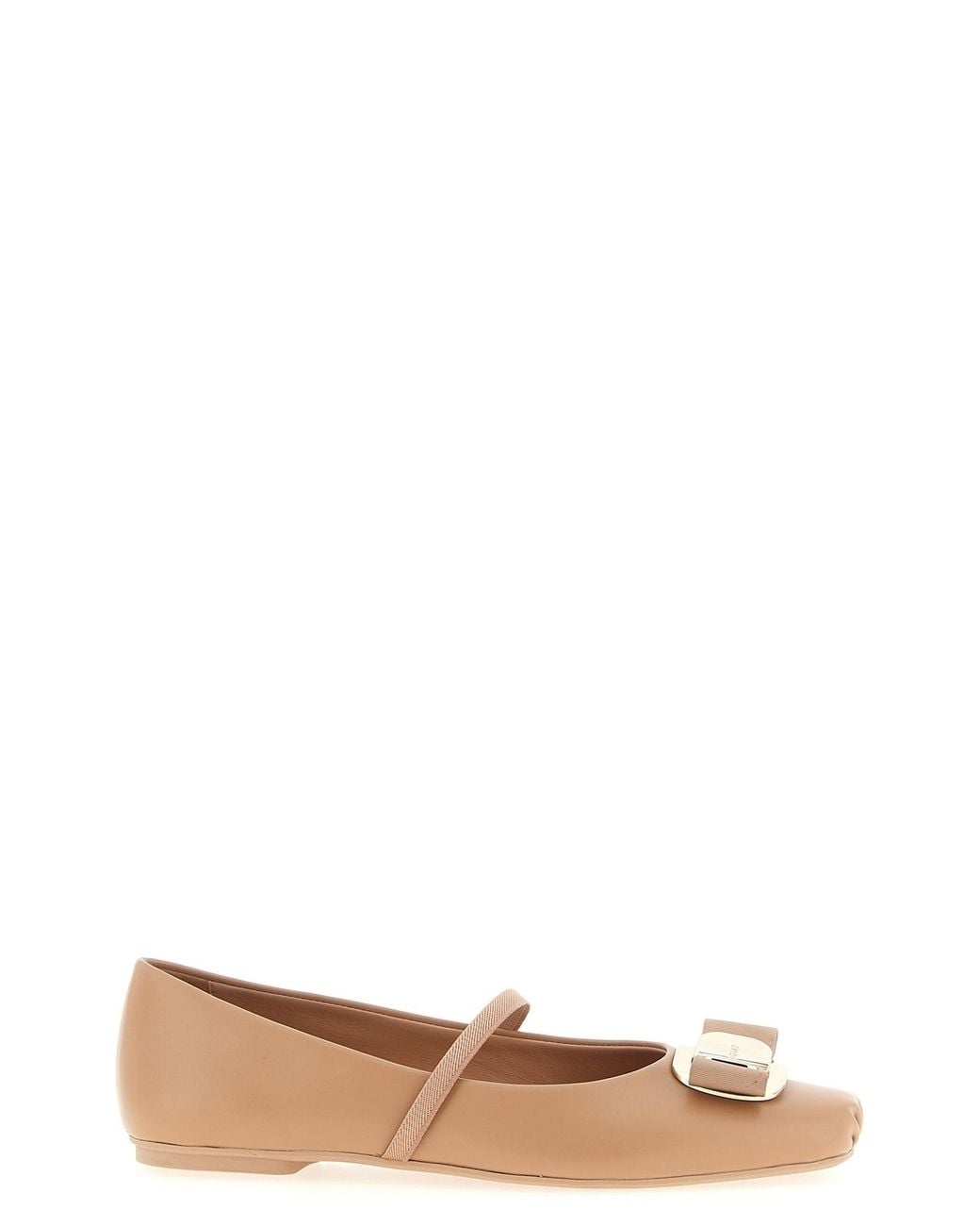 Ferragamo White 'Zina' Ballet Flats