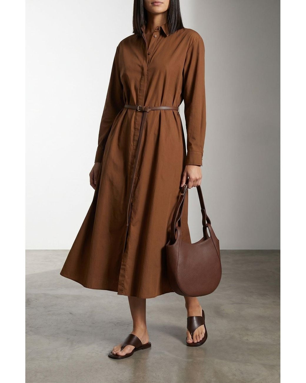 Longchamp Brown Crossbody Bag With Integrated Leather Loops