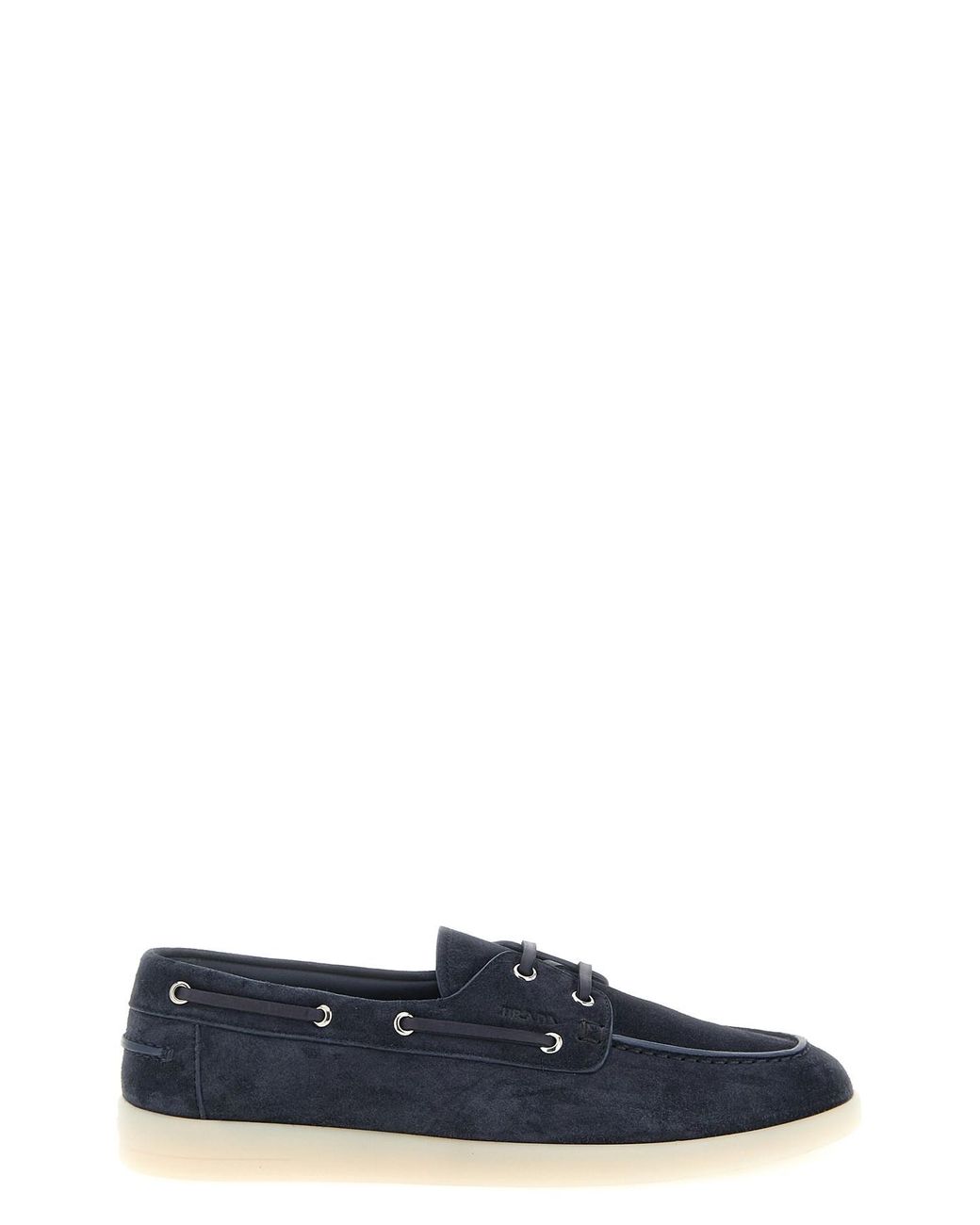 Prada Blue Suede Boat Shoe for men