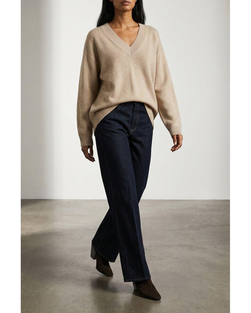 Brunello Cucinelli Natural Diamante Sweater