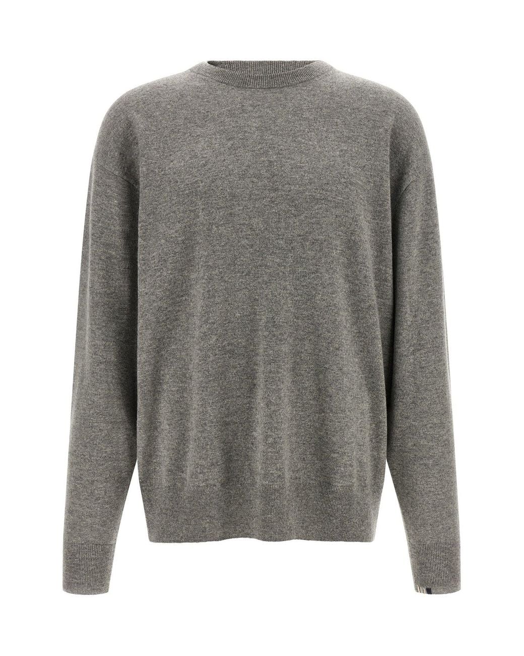 Extreme Cashmere Gray Crewneck Sweater With Signature Detail for men