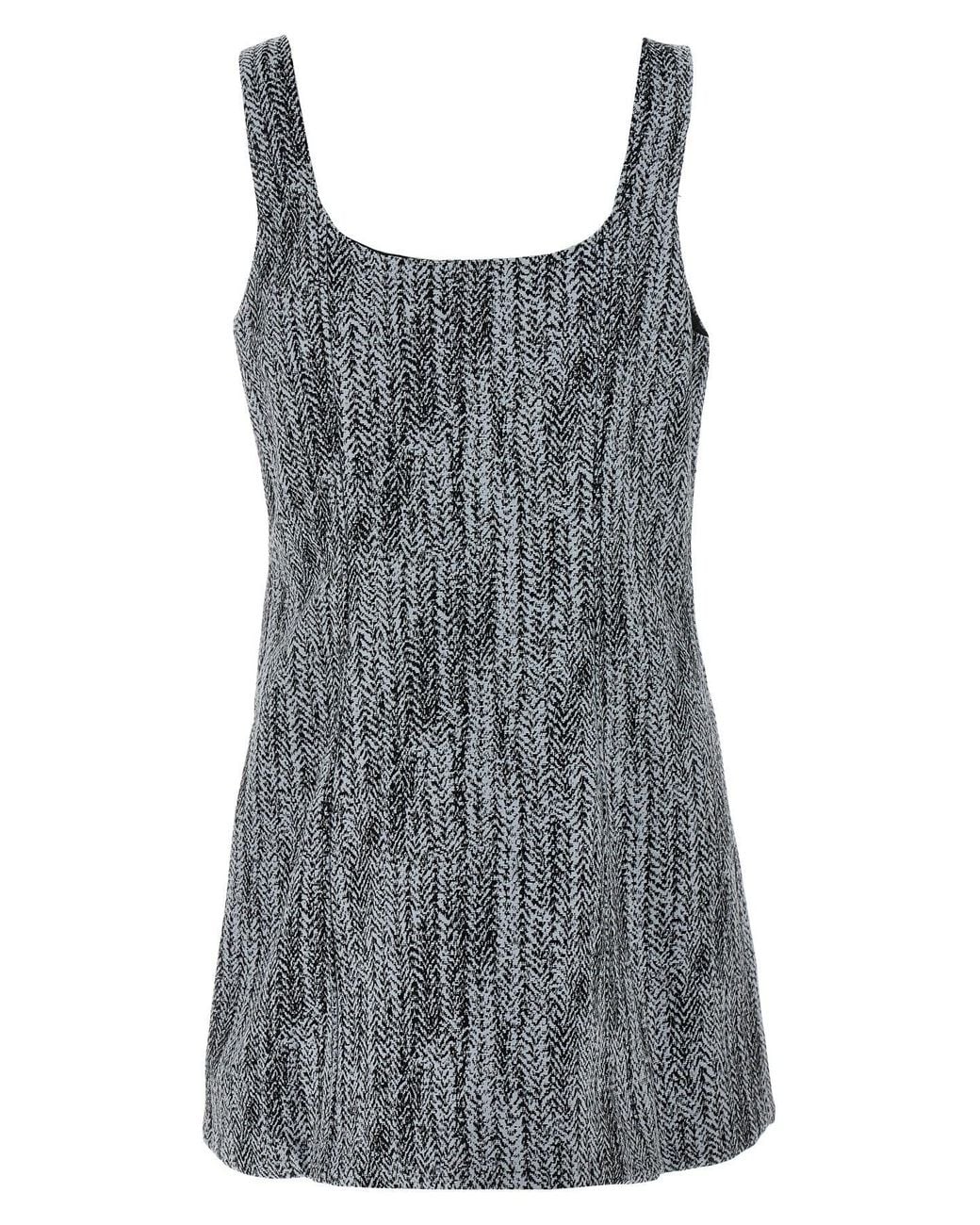 Ganni Gray Dress 'Cotton Tweed Mini Dress'