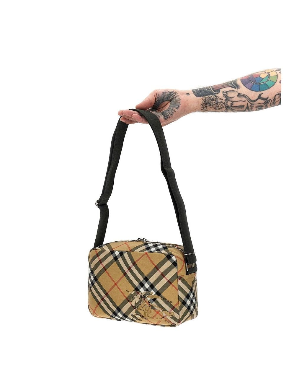 Burberry Metallic Crossbody Bag With Ekd Embroidery for men