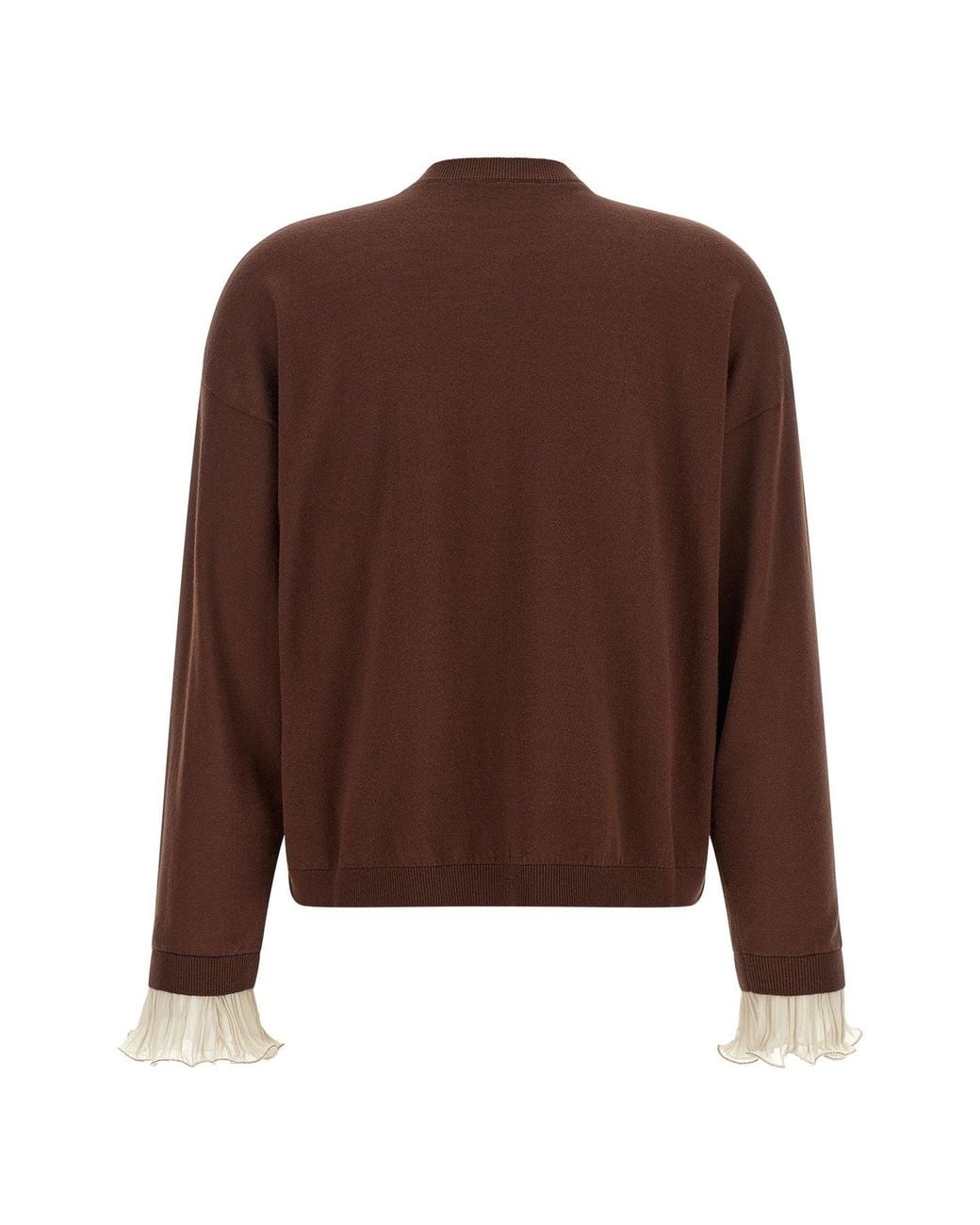 Fabiana Filippi Brown Pleated Cuffs Sweater