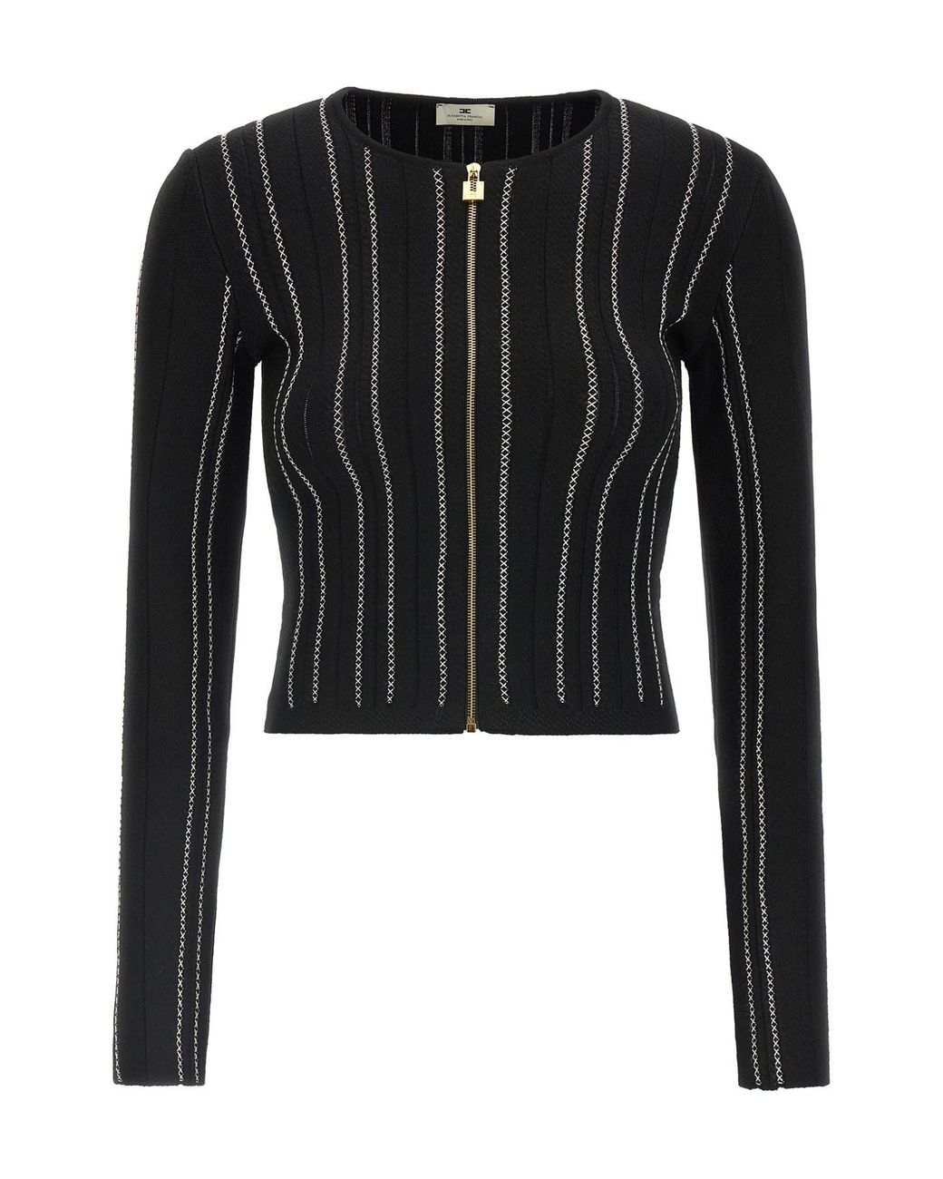 Elisabetta Franchi Black Cropped Knit Cardigan