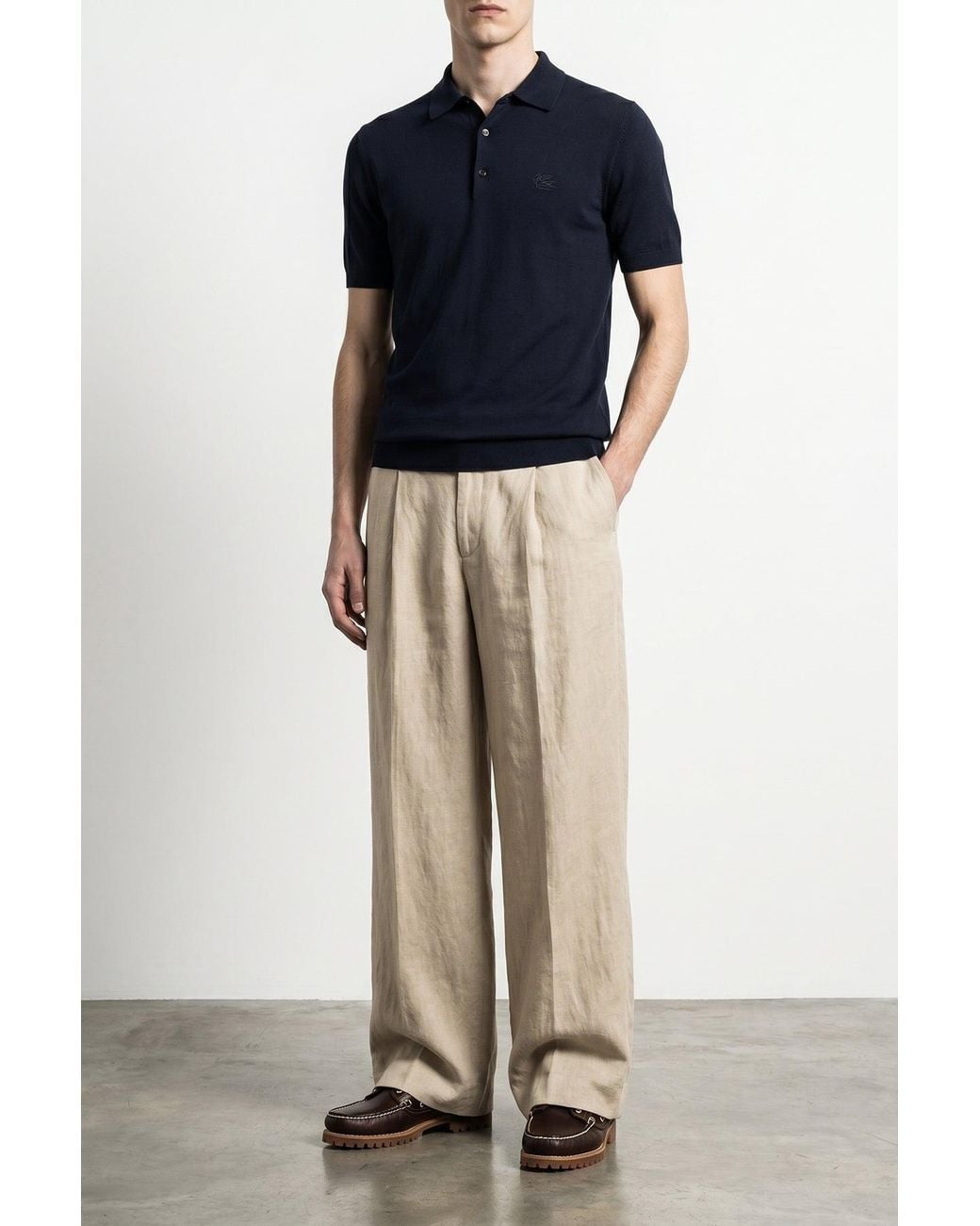 Etro Black Cotton Polo With Pegaso Embroidery for men