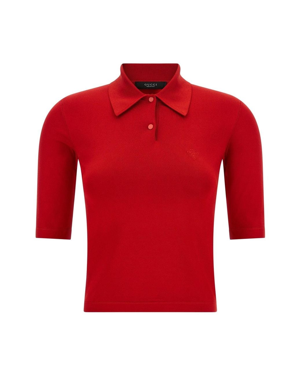Gucci Red Silk Knit Polo Shirt