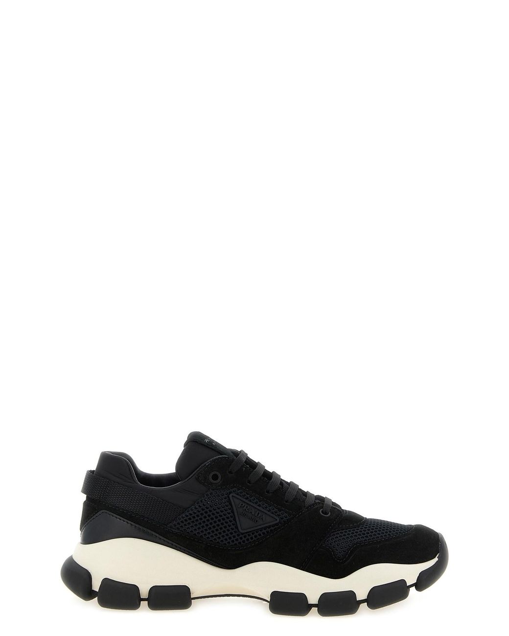 Prada Black Mesh And Suede Sneakers