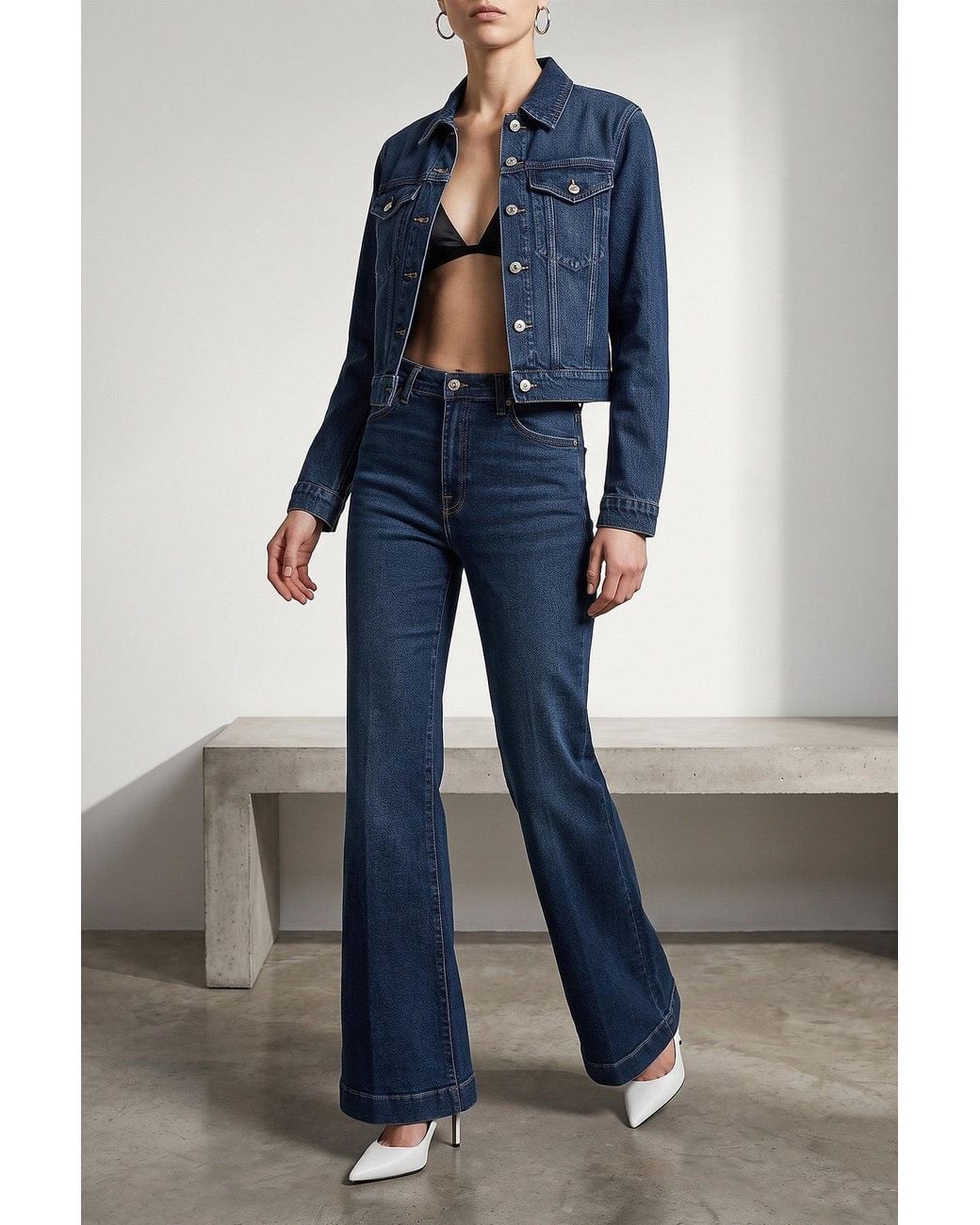 7 For All Mankind Blue 'Darted Shrunken' Jacket