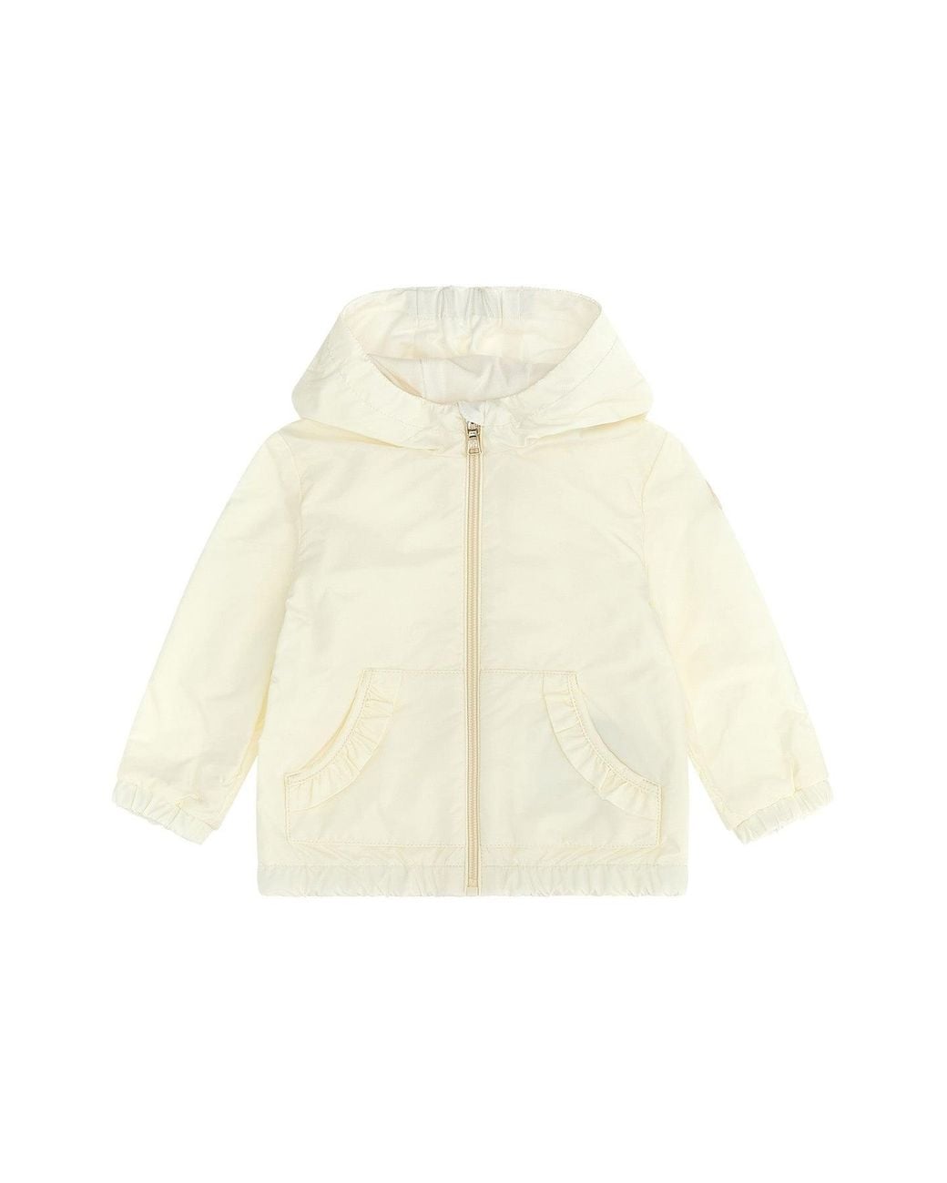 Moncler White Jacket With Ruffle Detail