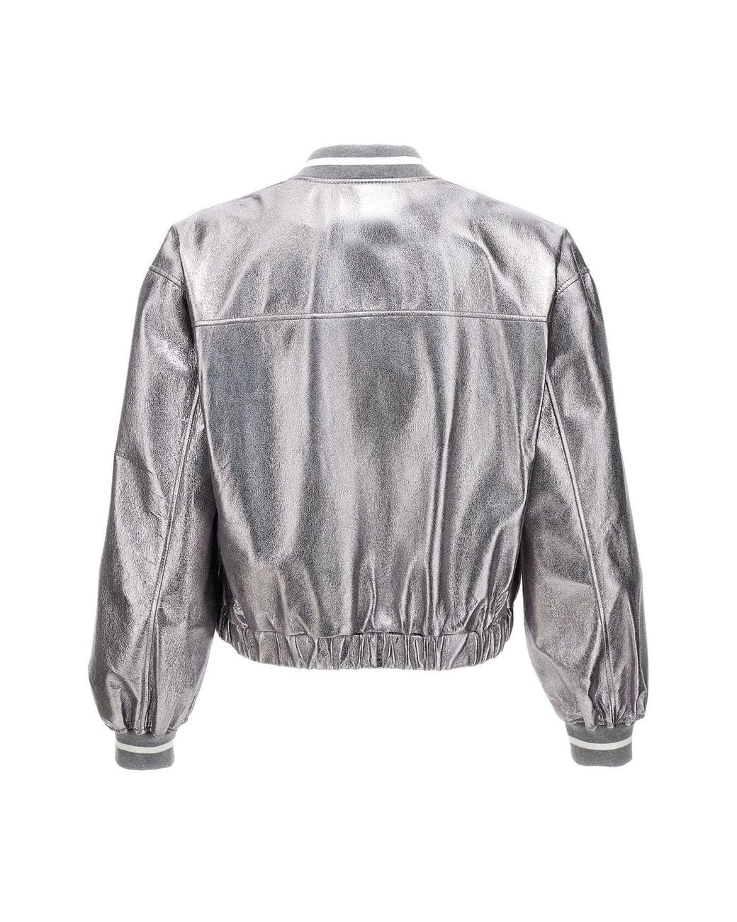 Brunello Cucinelli Metallic Jacket 'Laminated Leather Bomber'