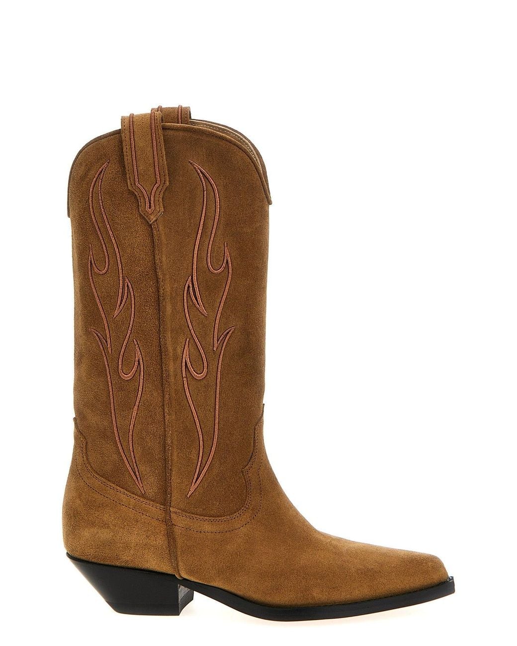 Sonora Boots Brown Flame-Embroidered Western Boot