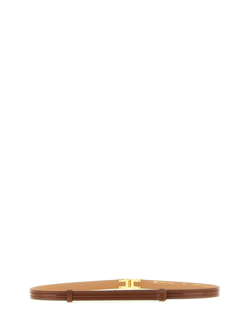 Elisabetta Franchi Brown Thin Belt With Logo Buckle