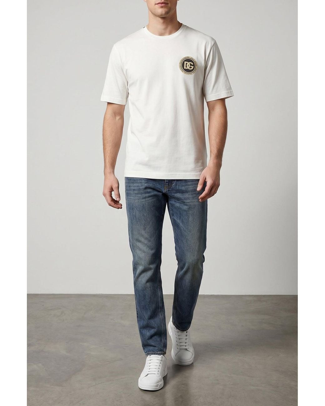 Dolce & Gabbana White T-Shirt With Dg Patch for men