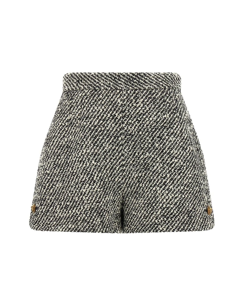 Versace Gray Bouclé Wool Shorts