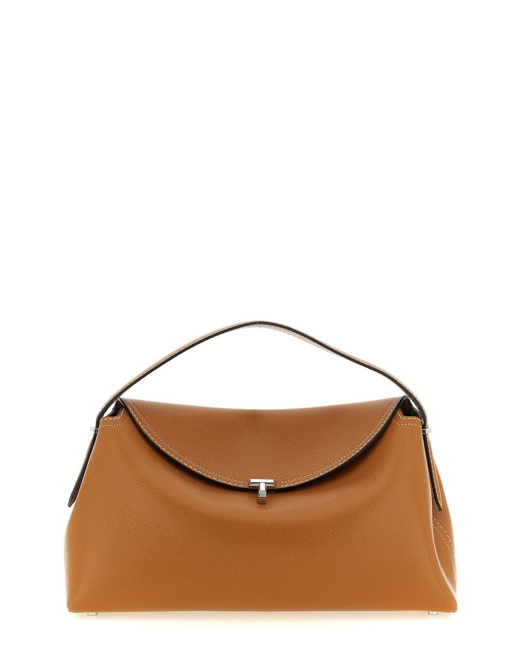Totême Brown Top Handle Bag With-Tone T-Lock