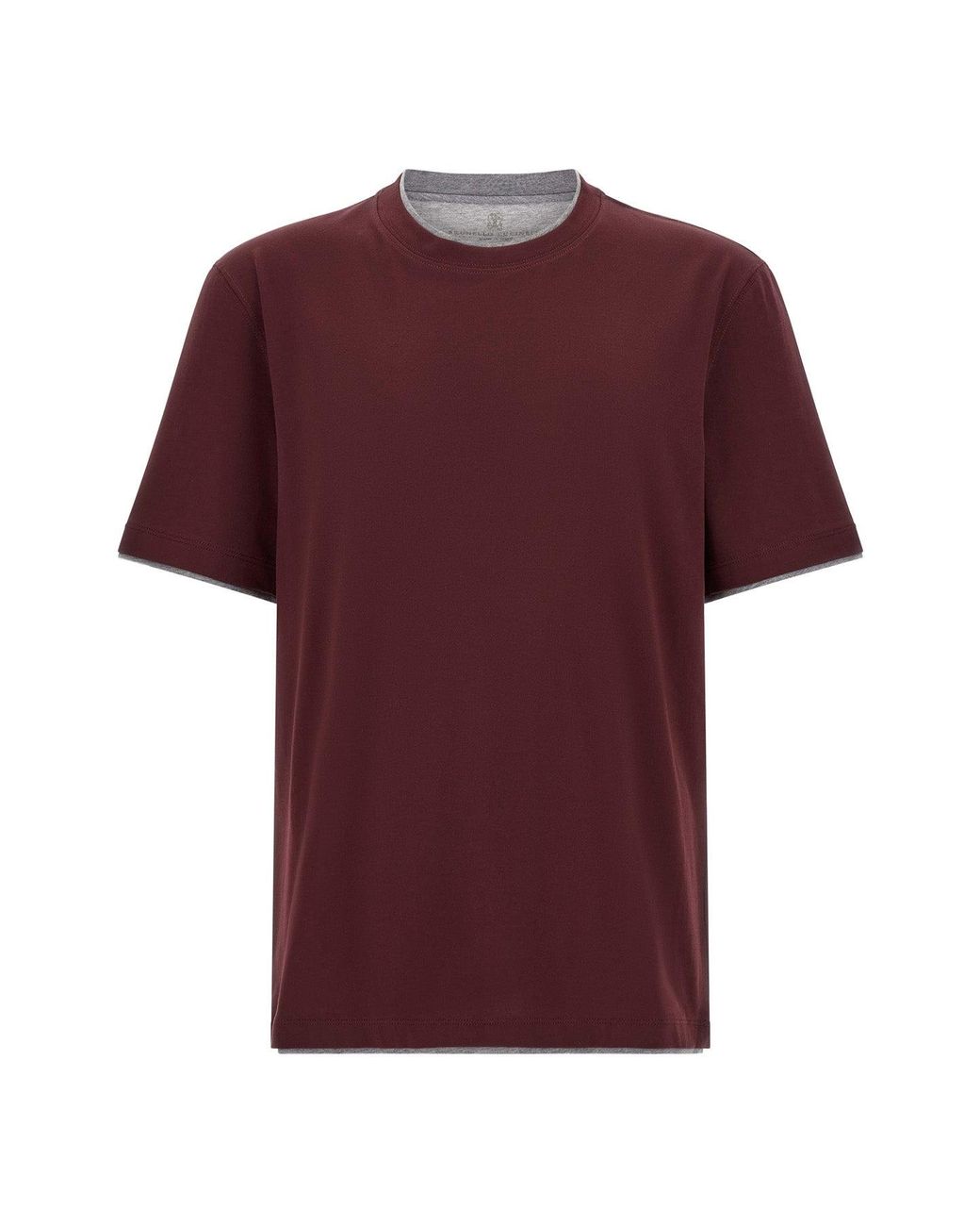 Brunello Cucinelli Red Double Layer T-Shirt for men