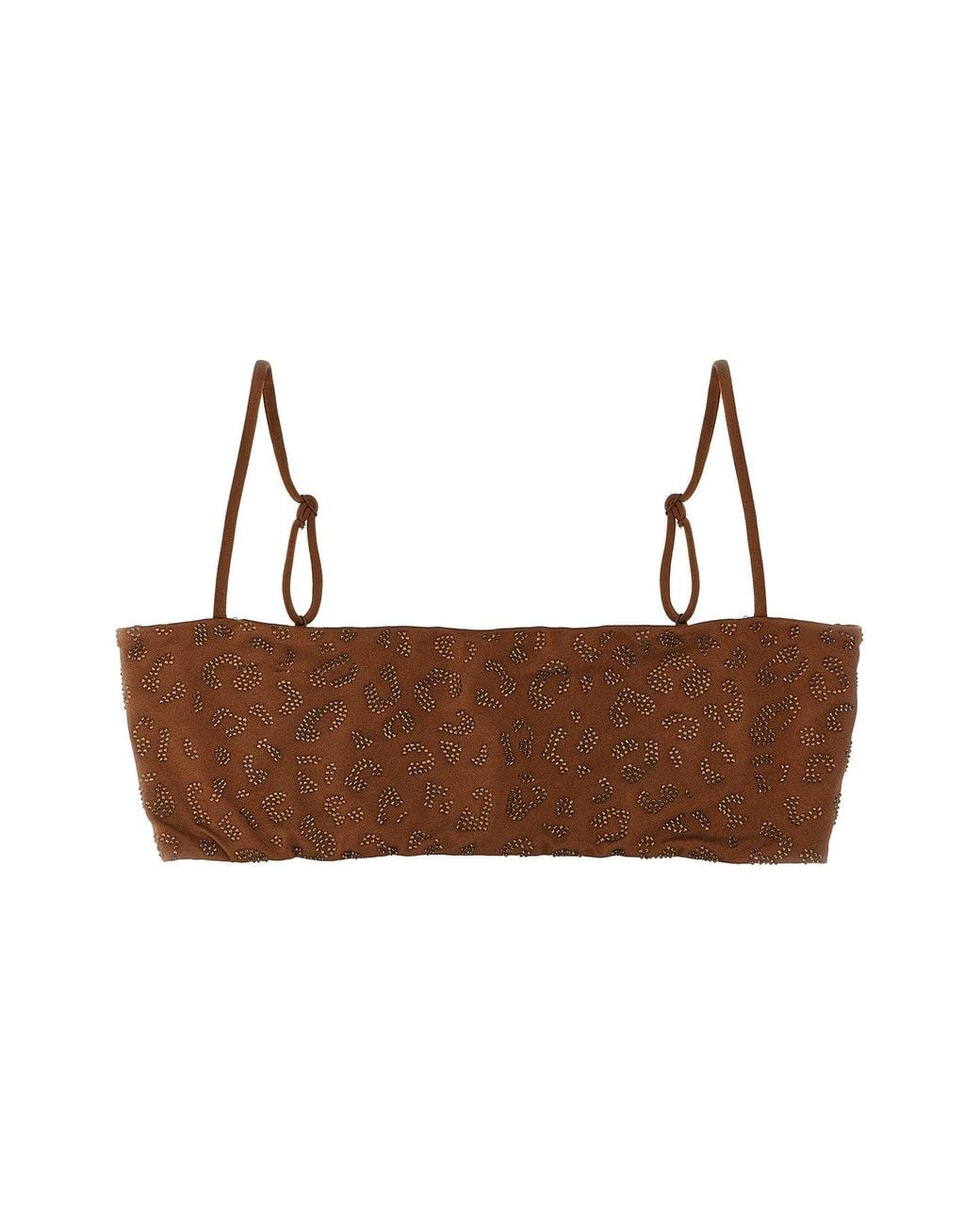Mc2 Saint Barth Brown 'Athena Shiny Strass Leopard 18' Bikini Top