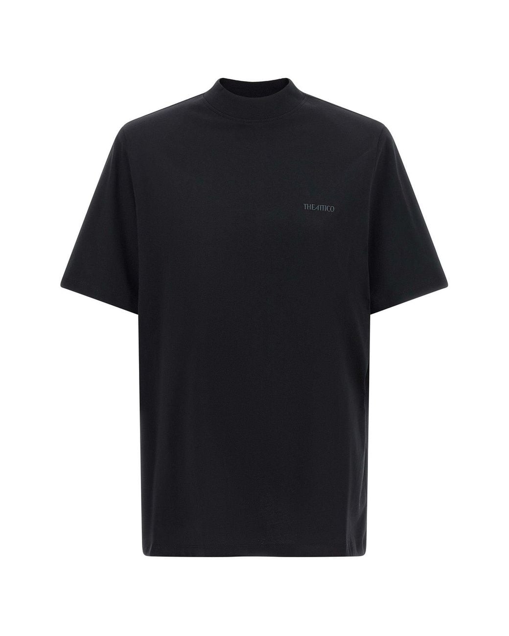 The Attico Black Mock-Neck T-Shirt
