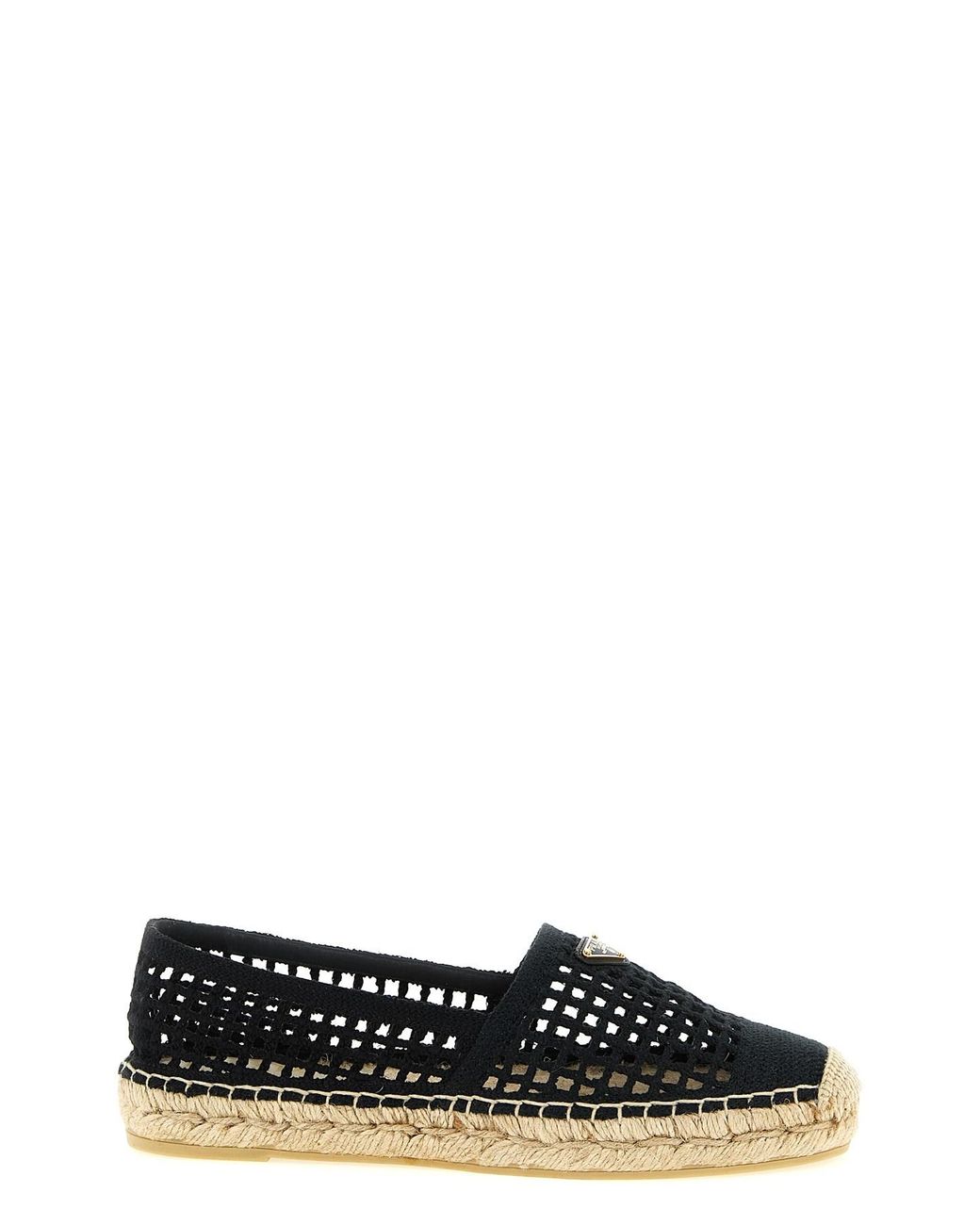 Prada Black Crochet Knitted Espadrilles