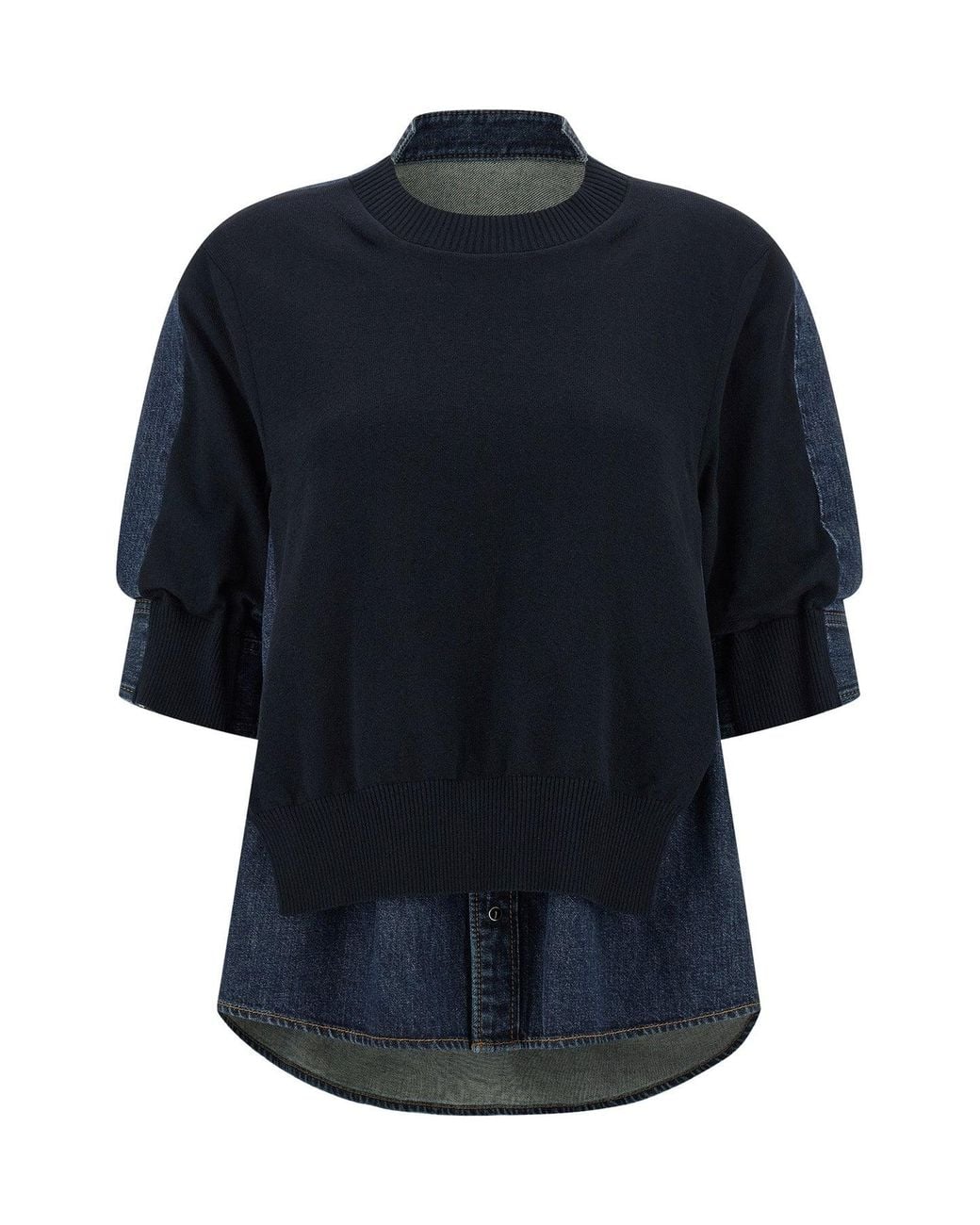 Sacai Blue Hybrid Denim Knit Sweater