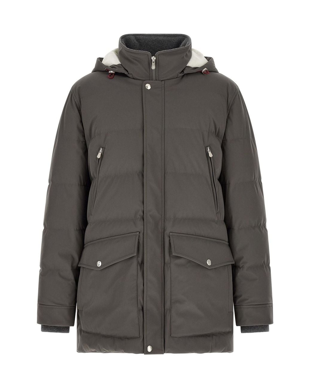 Brunello Cucinelli Gray Quilted Parka for men