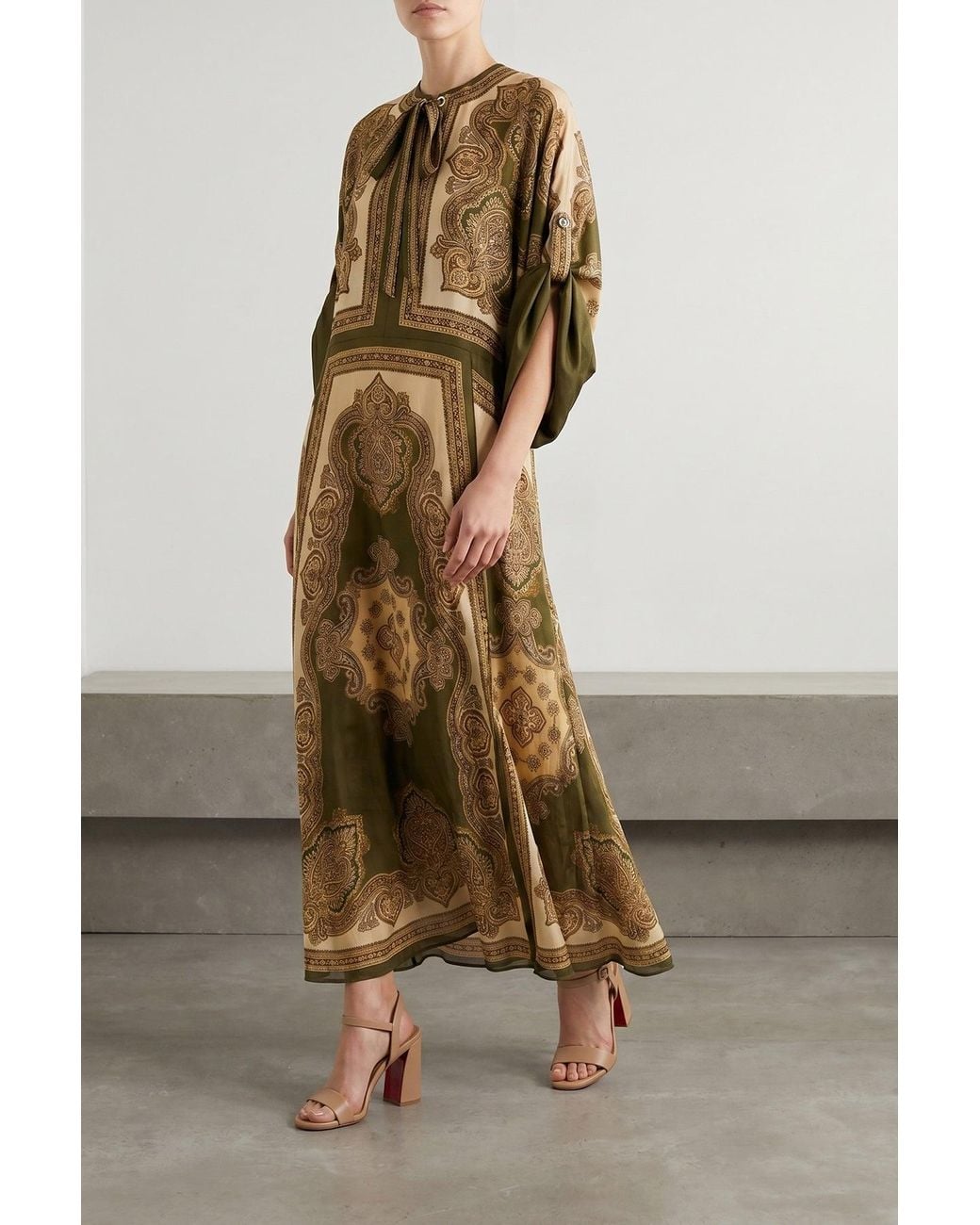Zimmermann Metallic Silk Dress With Paisley Print