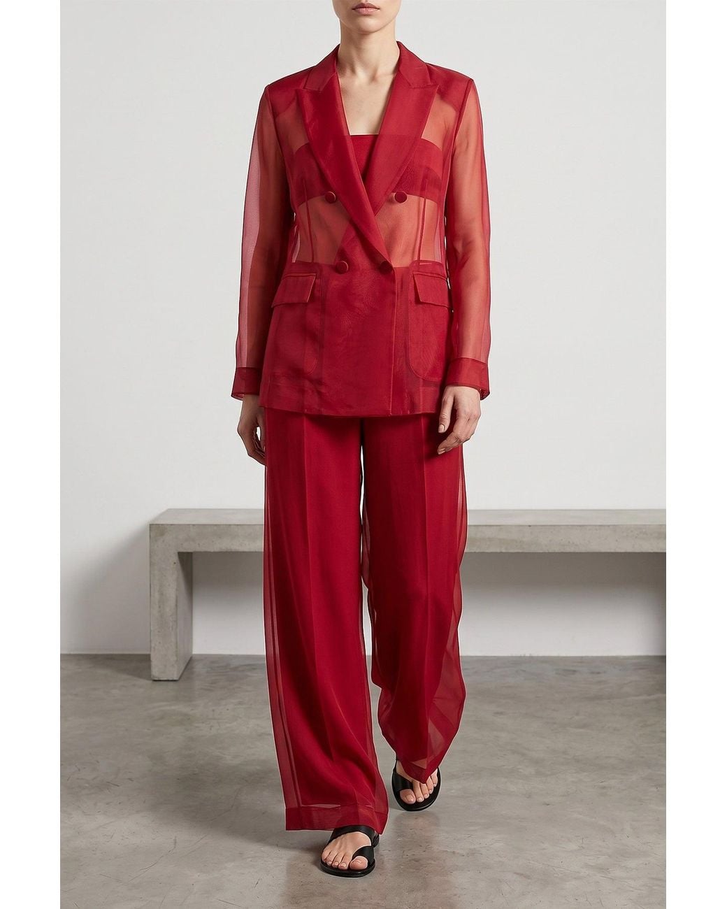 Max Mara Red Silk Organza Blazer