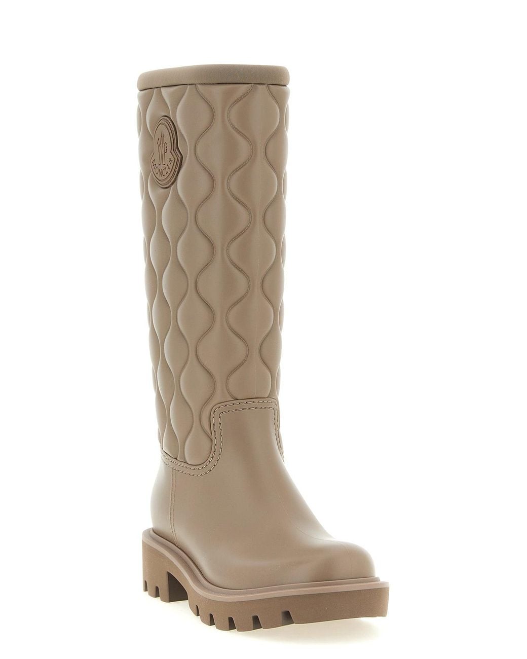 Moncler Brown Tall Boots Quilted Texture