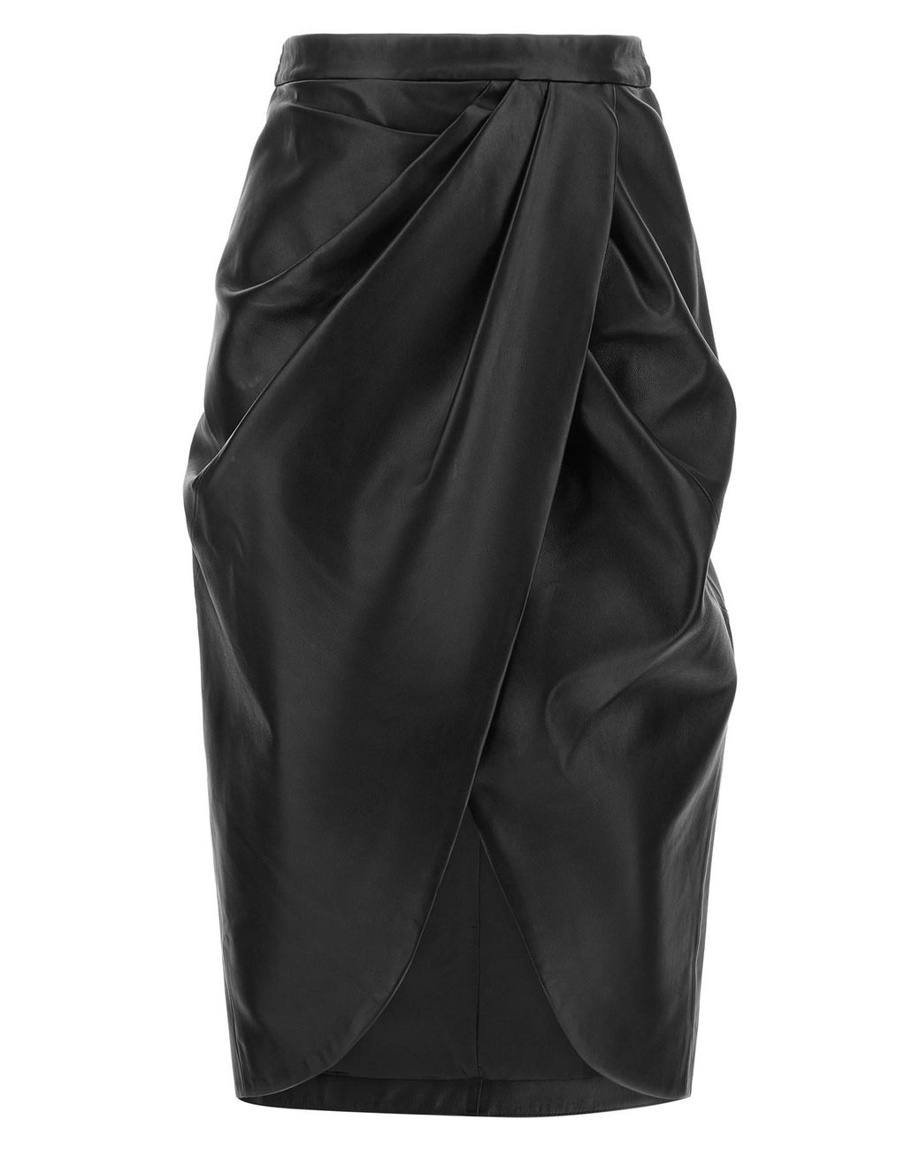Balmain Black Leather Skirt