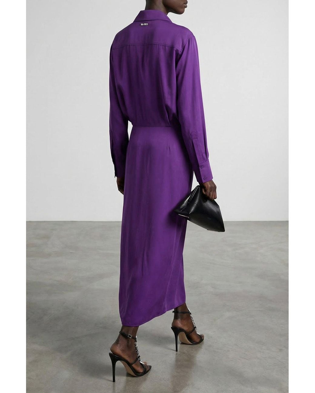 The Attico Purple Shirt Dress With Logo Plaque