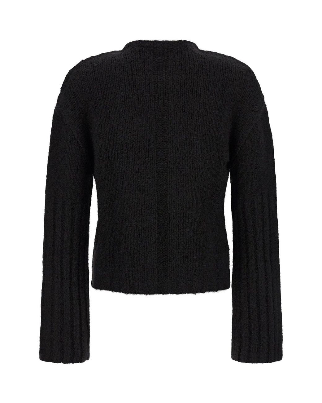 Rick Owens Black Round Neck Sweater With Megarib Sleeves for men