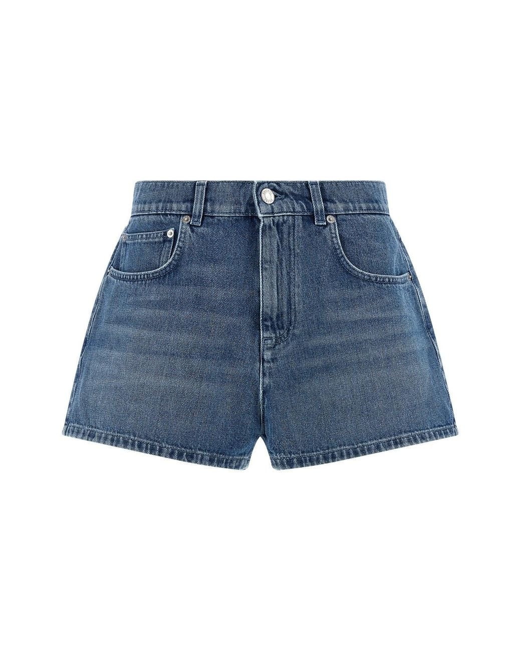 Moschino Blue Denim Shorts With Distressed Heart Details