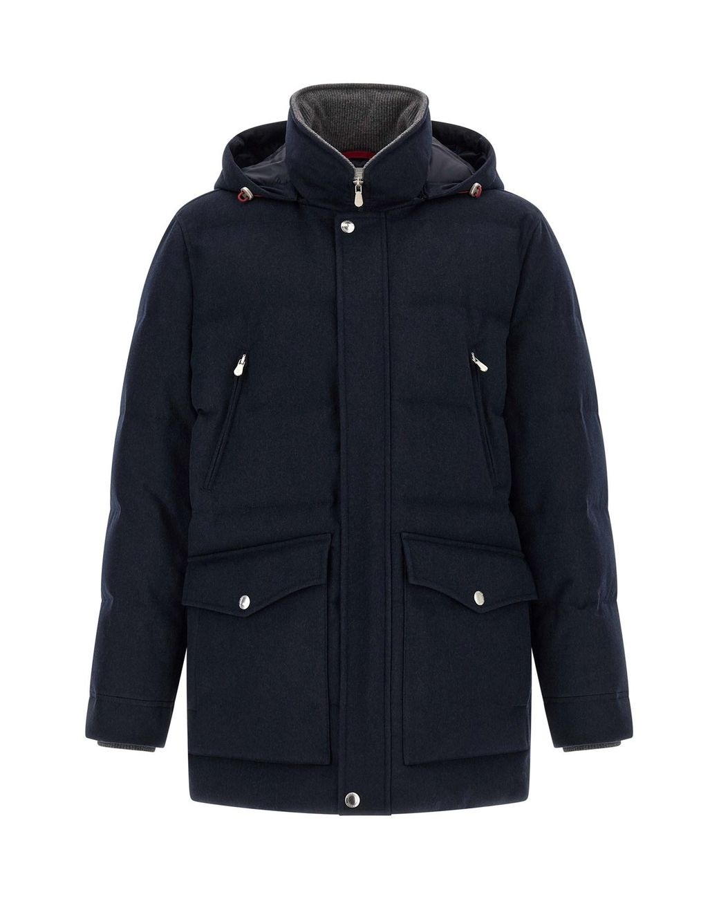 Brunello Cucinelli Blue Wool Flannel Parka for men