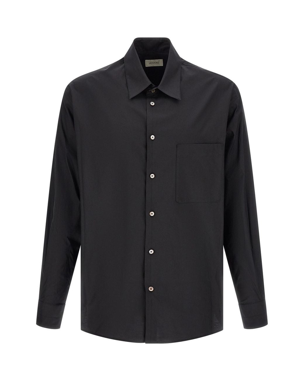 Lemaire Black Cotton And Silk Shirt for men