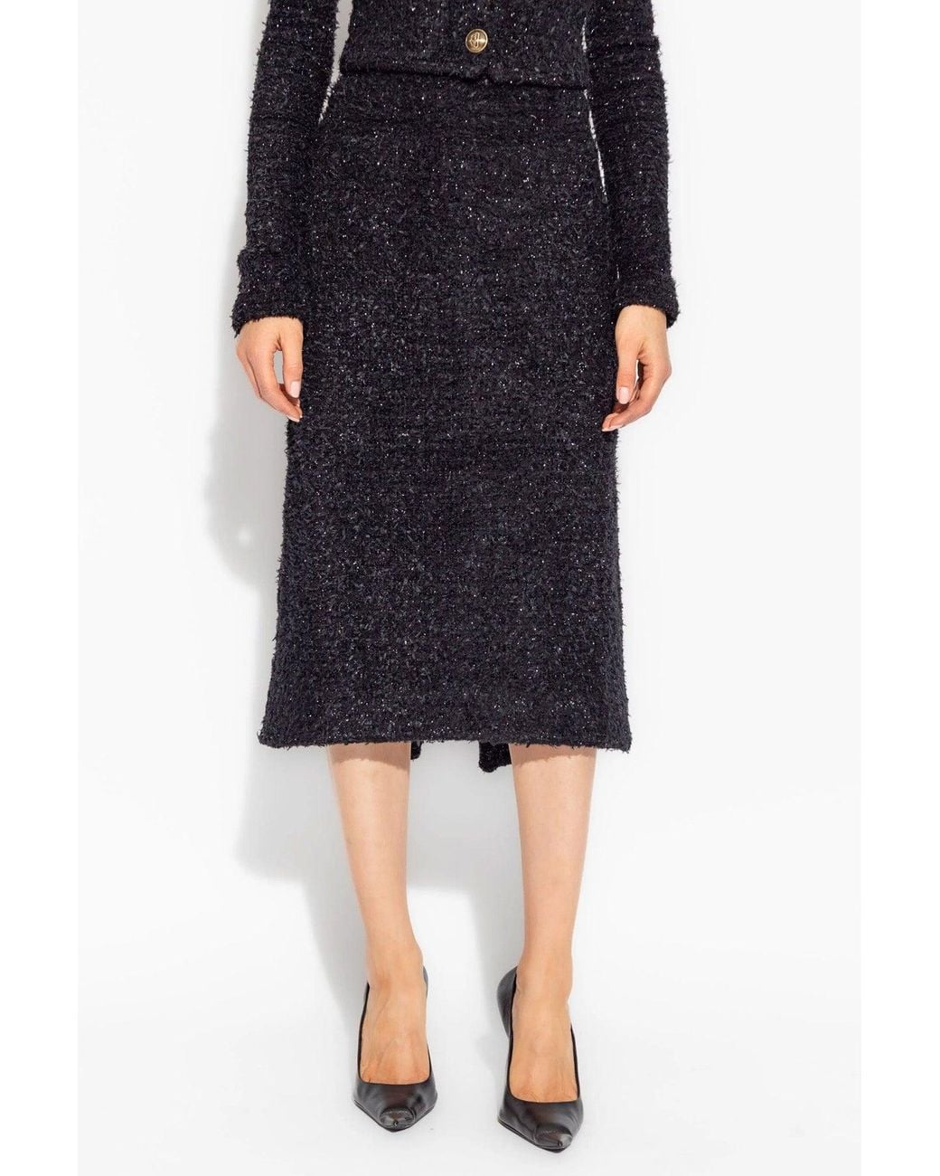 Balenciaga Black 'Tweed Midi' Skirt