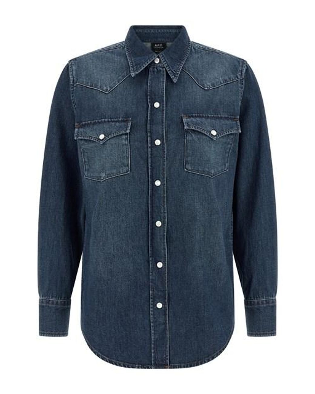 Camicia Western Con Bottoni A Pressione di A.P.C. in Blue