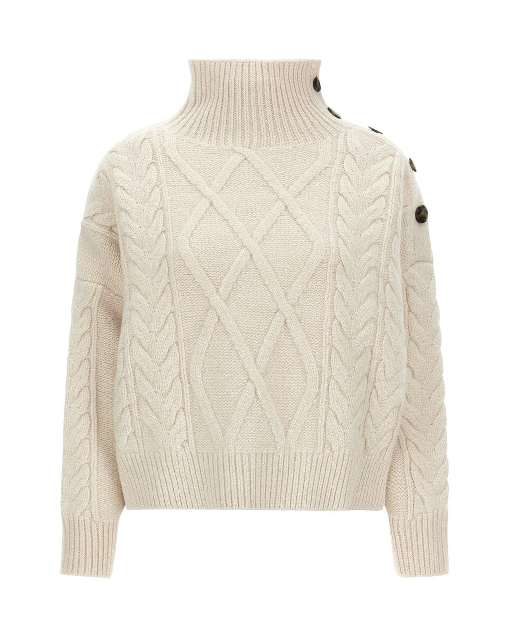 Yves Salomon Natural Cable-Knit Wool And Cashmere Sweater