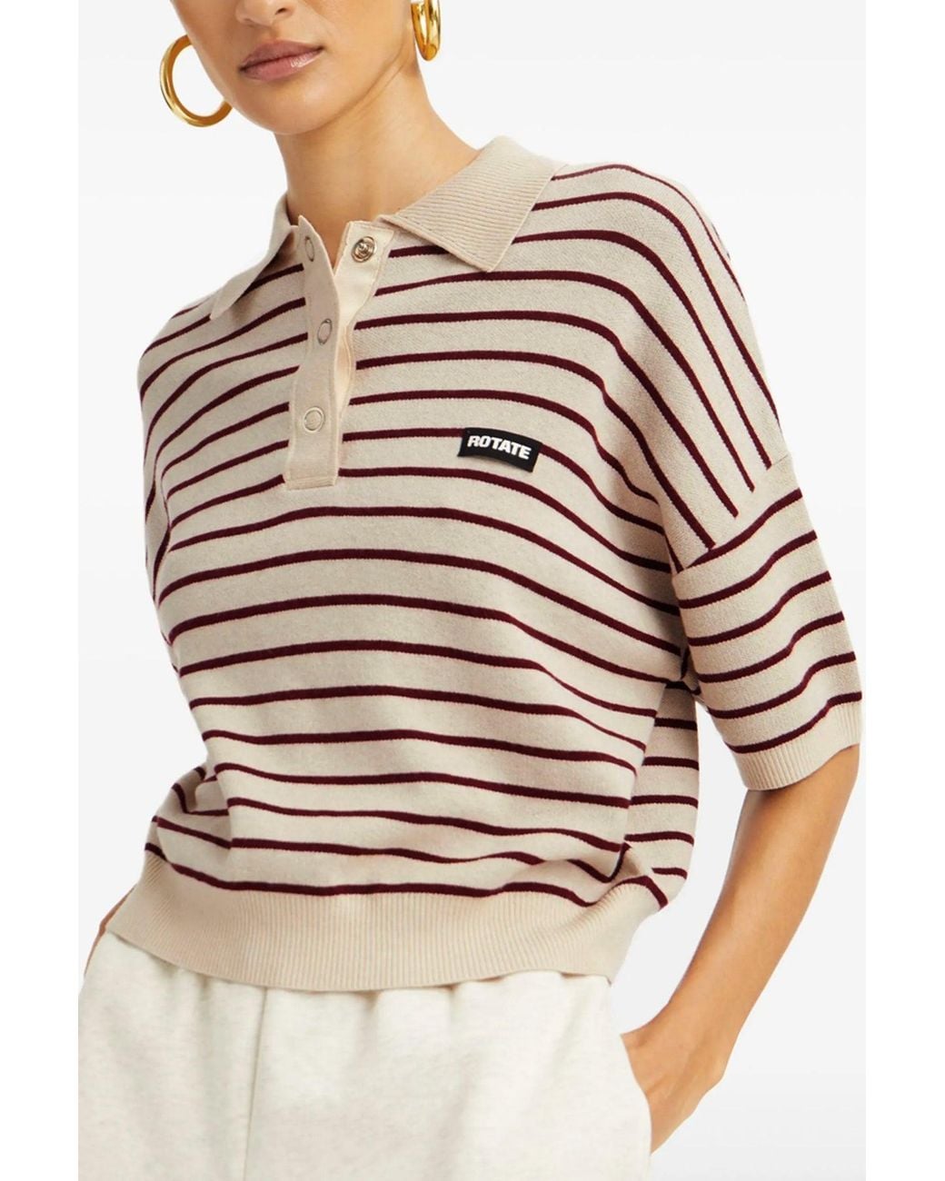 ROTATE BIRGER CHRISTENSEN Multicolor 'Slinky Knit' Polo Shirt