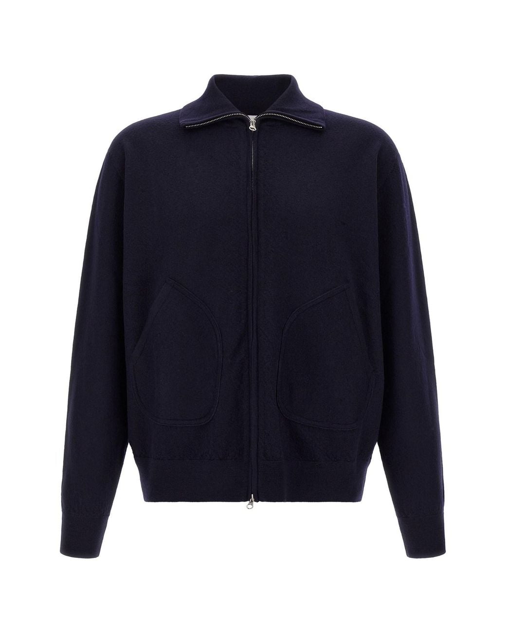 Oliver Lattughi Blue Merino Wool Zip Sweater for men
