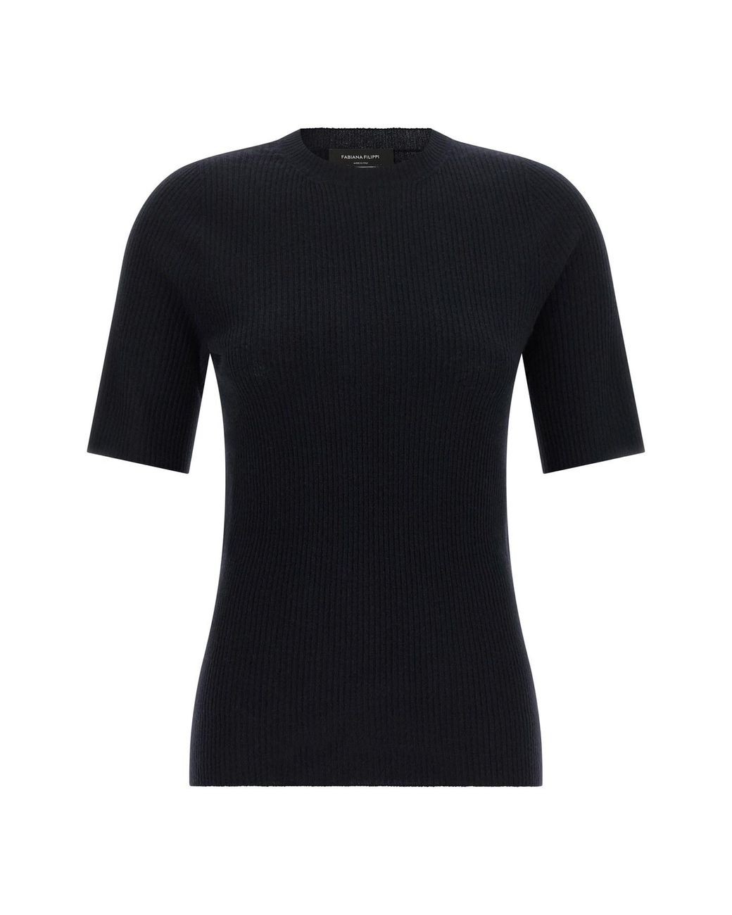 Fabiana Filippi Black Ribbed Knit T-shirt
