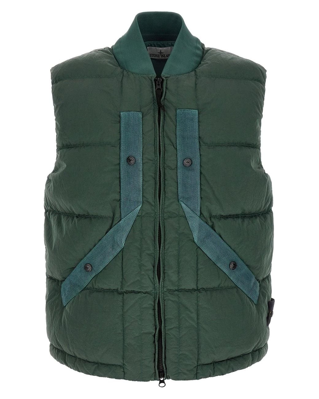Stone Island Green Vest With Contrast Tape Detail for men