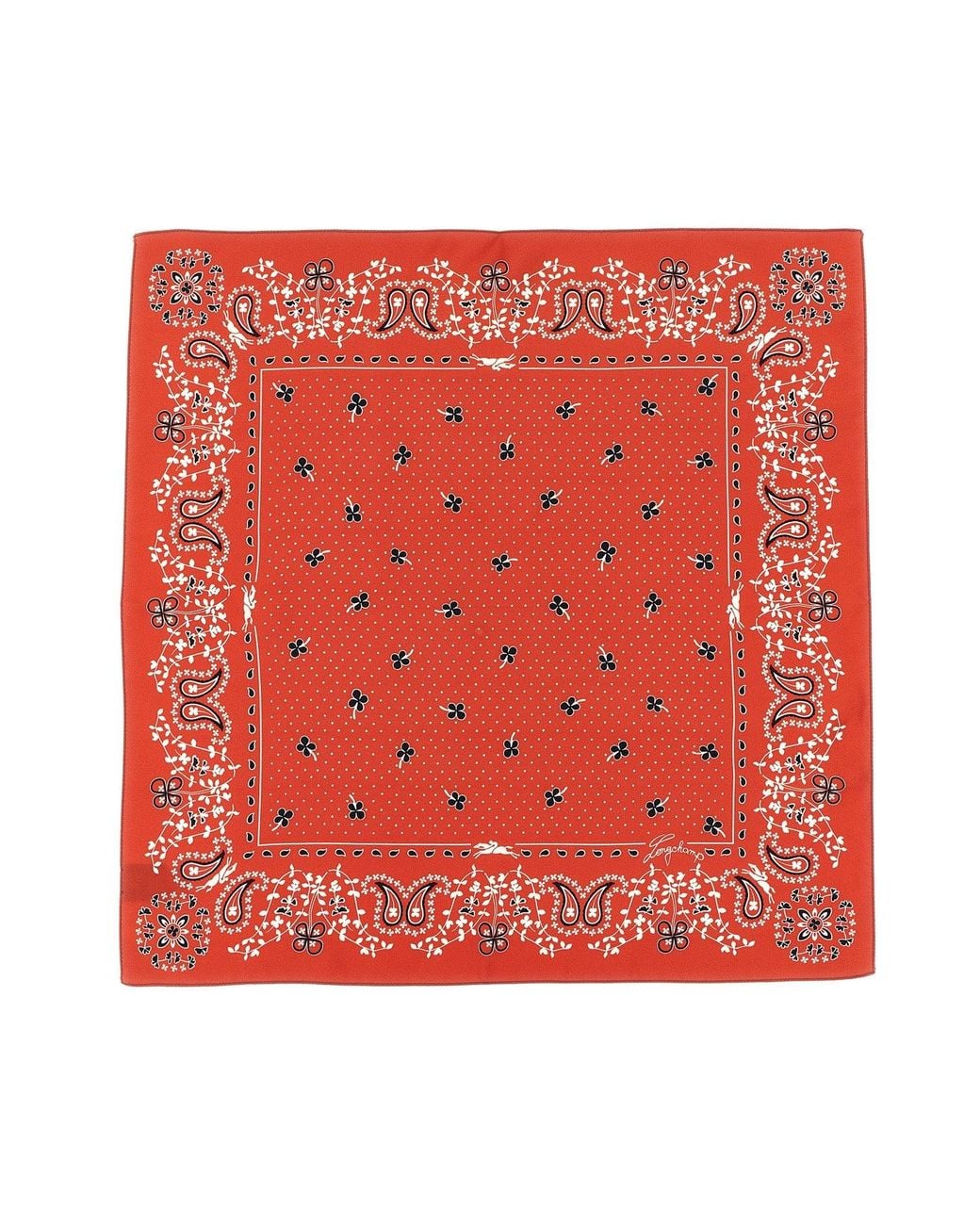 Longchamp Red Foulard 'French Bandana' Print