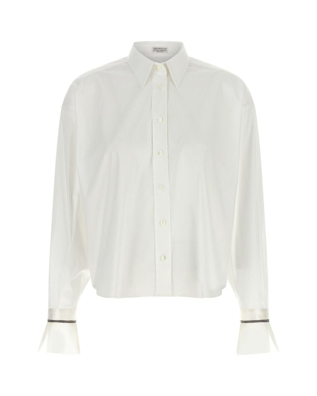 Brunello Cucinelli White 'Shiny Cuffs' Shirt