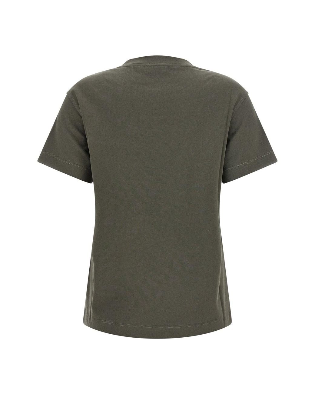 Brunello Cucinelli Green 'Shiny Tab' T-Shirt