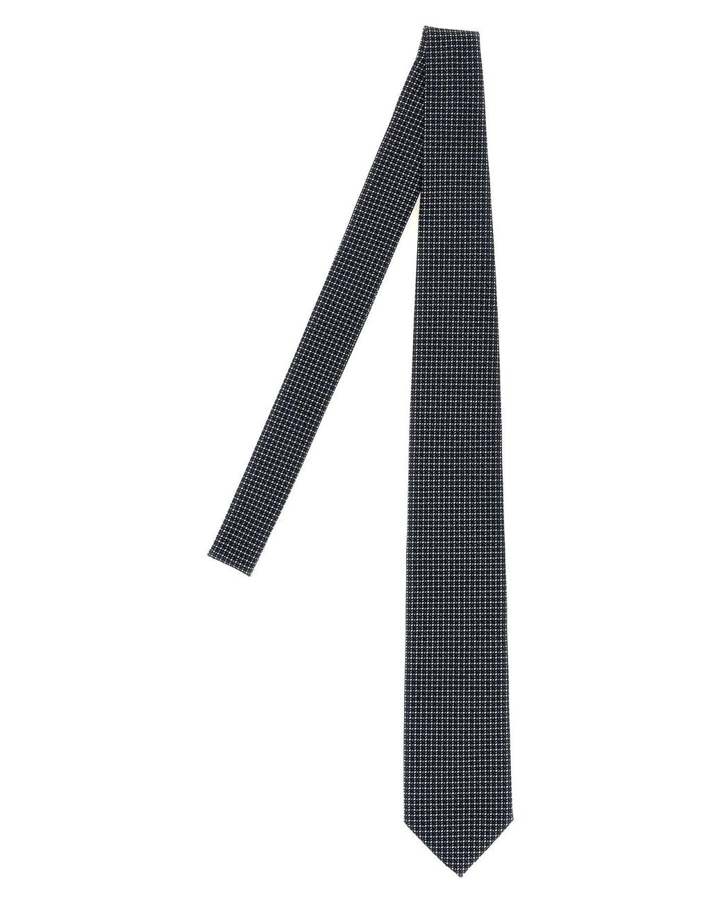 Brioni Black Silk Tie With Micro-Geometric Pattern for men