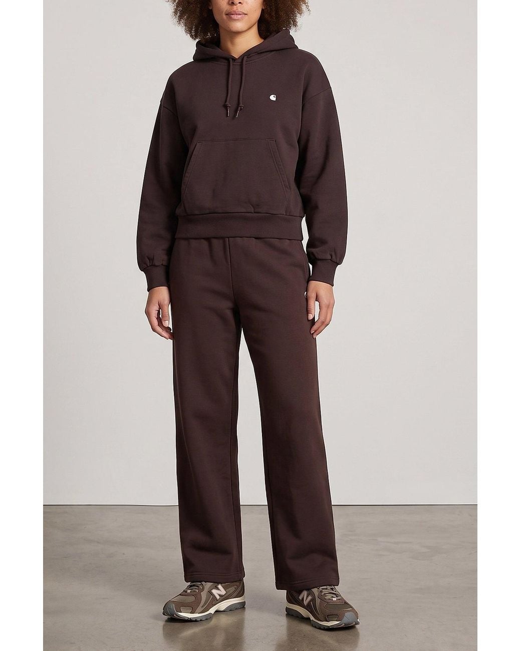 Carhartt Brown Hooded Sweatshirt Embroidered Logo Detail