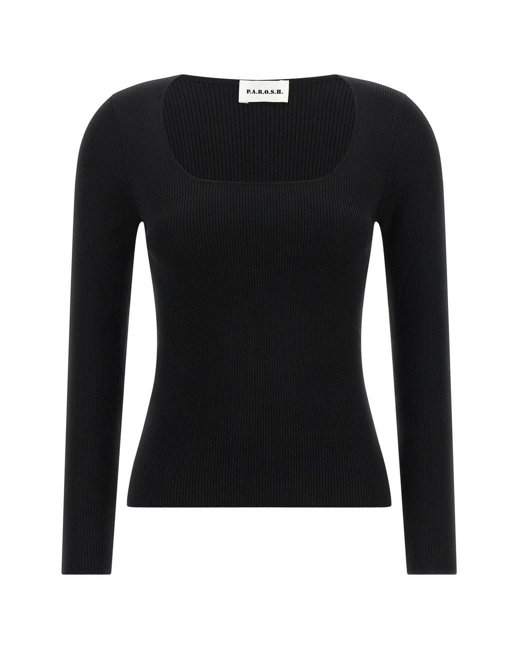 P.A.R.O.S.H. Black P. A.R. O.S. H. 'Long' Ribbed Knit Top