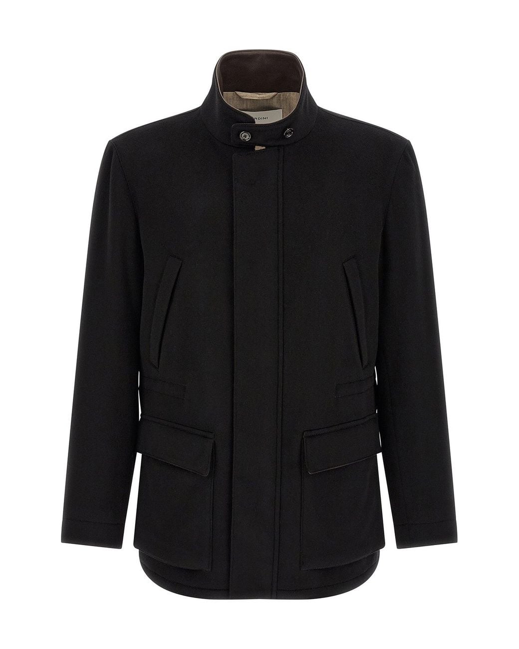 Lardini Black Jacket With Stand Collar for men