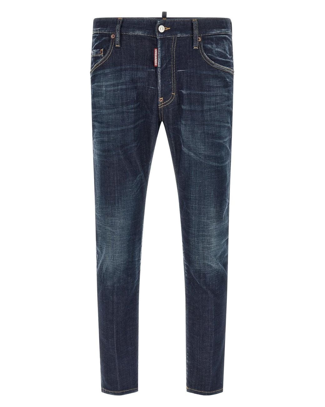 DSquared² Blue Jeans With Leather Logo Patch for men